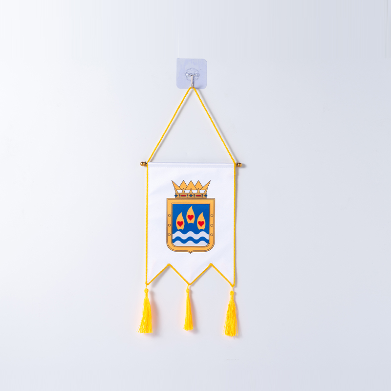 Custom football club pennant displaying high-quality printing and fringe details